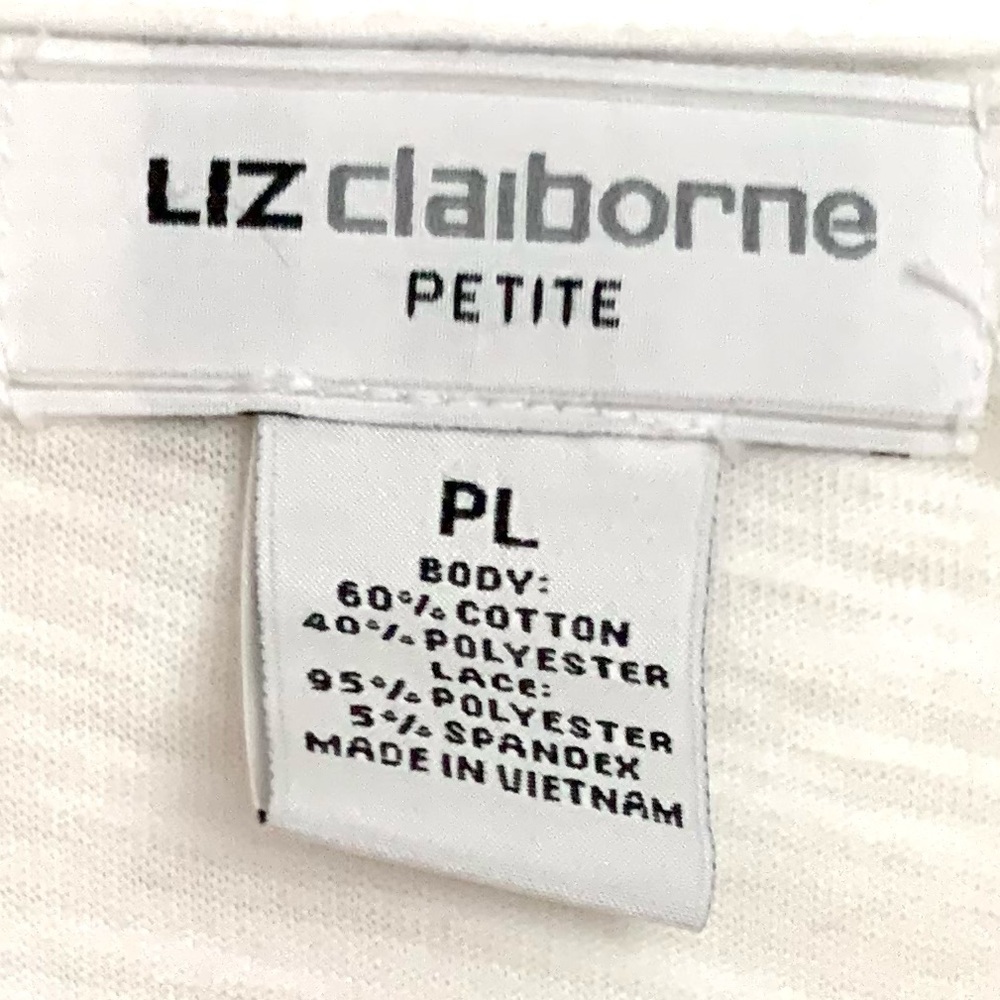 Liz Claiborne Petite White Sleeveless Lace Blouse PL - Picture 4 of 5
